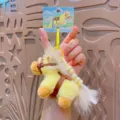 Lindo peluche caballo llavero esponjoso animal bolso encanto dibujos animados pony colgante - Amarillo