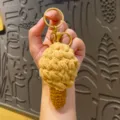 Handmade crochet ice cream keychain in beige and brown variant for cute bag charms. - Brown