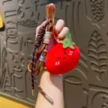 Cute plush strawberry keychain bag charm with braided lanyards, soft cute gift pendant. - Tomato