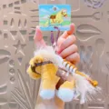 Peluche caballo llavero lindo colgante bolso esponjoso animal juguete pony marrón adorno - Café