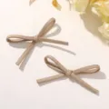 Khaki fabric bow DIY accessory detail, cute ribbon bow for hair clips, shoes, and bags decor. - Large Size 1 Piece / Milk Tea