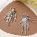 Cuentas de cristal borla flor DIY pendientes ropa accesorios decorativos moda chic - Púrpura