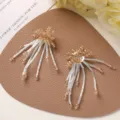Accesorios de flores de borla de cuentas de cristal DIY, flecos de cuentas brillantes para manual. - Café