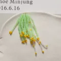 Material de accesorio DIY de borla de cuentas hecho a mano, diseño cascada verde y amarillo. - Verde