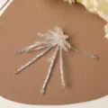 Accesorio DIY de cuentas de cristal transparente con flecos flor para ropa y bolso. - Azul Claro Blanco