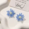 Blaue Kristall Perlen Blumen Ohrringe DIY handgemachte Schmuckkomponenten Detail - Blau