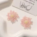 Nahaufnahme handgemachter rosa Kristallperlen Blumen Accessoires, ideal für DIY Schmuck. - Gänseblümchen Rosa
