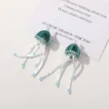 Sweet fairy jellyfish tassel earrings, handmade beaded dangle earrings for women fashion. - Lake Blue