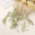 Detalles de pendientes de encaje verde y flor de malla, accesorios de joyería DIY estilo bosque. - Blanco