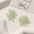 Boucles d'oreilles fleuries en perles de cristal faites main accessoires DIY vert - Vert