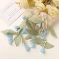 Pendientes de borla de perlas de lirio de los valles de gasa verde bosque de hadas mujer primavera - Azul