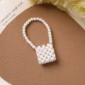 Handgefertigte weiße Perlentaschen Details, perfekt für DIY Schlüsselanhänger und Accessoires. - Weiß