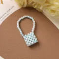 Mini Perlen Taschenanhänger Detailansicht, handgemachte Farbverlauf Perlen Handy Ketten Accessoire. - Blau