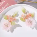 Horquillas de flores de cristal hechas a mano, accesorios rosados para estilo Hanfu. - Flor con Forma Rosa Crisantemo de Capa Sencilla