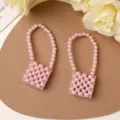Rosa perlas mini bolso colgante DIY llavero accesorios de joyas bonita bolsa de mano - Rosa