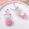 Detalle de pinza para el cabello de flor de cristal con cuentas hechas a mano, Hanfu DIY. - Flor de Gota de Agua Rosa Púrpura