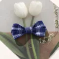 Korean style vintage plaid fabric bow hair clip DIY accessory cute sweet hairpin chic. - Small Double-layer Bow / 1 Piece/Pack / Blue