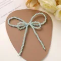 DIY light blue pearl bow shoe charms bag pendant handmade fashion accessories for women 1pc - Green