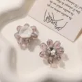 Rosa Kristall Strass Blumen Patch Detail, glänzendes DIY Zubehör für feine Handarbeiten. - Hellviolett