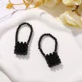 Accesorio de dije de bolso con cuentas negras, colgante DIY elegante para llavero y cadena de teléfono. - Negro
