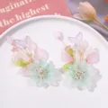 Handmade Hanfu crystal flower hair clips, elegant beaded floral hair accessories for women. - Cyan-Green Shaped Flower