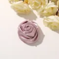 Pink satin fabric rose flower bud with pearl DIY hair accessory and clothing sewing craft trim. - Soft Pink with Pearls - 1 Piece