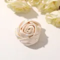 Fiore di stoffa rosa perla raso champagne accessorio capelli fai da te vestiti decoro - Modello giallo con perle - 1 pezzo