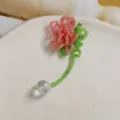 Handmade beaded flower crystal ball pendant DIY hair accessory jewelry wholesale item - Deep Pink