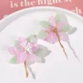 Accesorio para el cabello de flor de magnolia rosa hecho a mano DIY, diseño retro elegante. - Magnolia / 1 Pieza / Violeta Claro