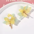 Accesorios artesanales de joyería de pendientes de pinza para el cabello diy de resina de flor amarilla - Magnolia / 1 Pieza / Amarillo