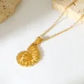 Gold nautilus shell pendant necklace for women, elegant minimalist clavicle chain jewelry. - Conch Spiral Pendant (N253) / N253