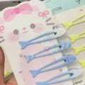 Set fermagli capelli pesce, forcine metalliche blu e gialle per donne uso quotidiano. - Set di 4 Mollette per Capelli da Piccolo Pesce / Blu Latte