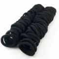 Black elastic hair ties, durable seamless hair bands, high elasticity scrunchies for daily use. - Black