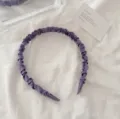 Cerchietto plissettato in raso viola, accessorio per capelli stile dolce per donne e ragazze. - Viola
