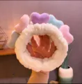 Fascia per trucco cuore in peluche donna carino cura della pelle fascia per capelli accessori - Bianco avorio
