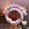 Fascia per capelli in peluche a forma di cuore per il trucco, cerchietto morbido e carino. - Grigio