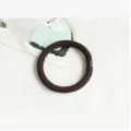 Brown thick knitted hair tie scrunchie with metallic clasp elastic hair band for women - Coffee
