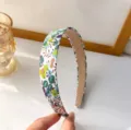 Chic floral fabric headband, French style summer hair hoop, elegant women daily hair accessory. - Floral / Green