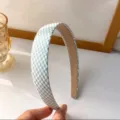 Green gingham fabric headband, stylish summer hair accessory, French chic wide hair hoop. - Plaid / Green