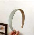 Sage green fabric wide headband for women, simple elegant hair hoop for daily wear and styling. - Solid Color / Green
