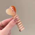 Schattig Hart Telefoonsnoer Haarband Roze Hars Haarring Koreaanse Stijl Accessoire - Melktheekleurig hart