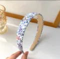 Floral fabric headband for women, chic blue floral print hair hoop, stylish daily hair accessory. - Floral / Blue