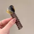 Bruin hart telefoonkoord haarelastiek, elegante hars hart haarband variant voor vrouwen. - Hart transparant grijs