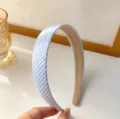 Blue white gingham fabric headband stylish French style hair hoop casual daily wear accessory. - Plaid / Blue