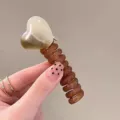 Stijlvolle Koreaanse haarband met hars hartje, bruin telefoonkoord haarring voor dames. - Hart Koffie