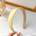 Light yellow fabric wide headband, French casual solid color hair hoop for daily wear. - Solid Color / Yellow