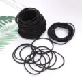 Elastiche per capelli nere sottili bande di gomma stile minimalista accessori set - 100 Pezzi/Confezione / Nero