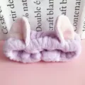 Grazioso cerchietto orecchie di gatto in peluche per lavare il viso e trucco morbido. - Viola
