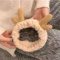 Cute plush dragon horn headband for women, soft fuzzy hair hoop for daily face washing makeup. - Dragon Horn, Beige