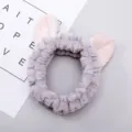 Cute 3D plush cat ear headband soft makeup hair band washing face hair hoop grey accessory - Gray